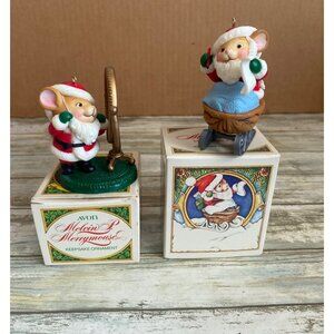 Vintage 1980s Avon Melvin P. Merrymouse Ornament Set with Original Boxes